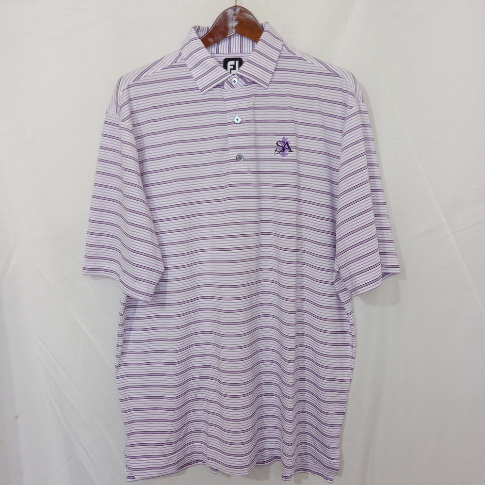 FootJoy Golf Polo Shirt Men’s XL Purple Stripe Short Sleeve Stretch Performance